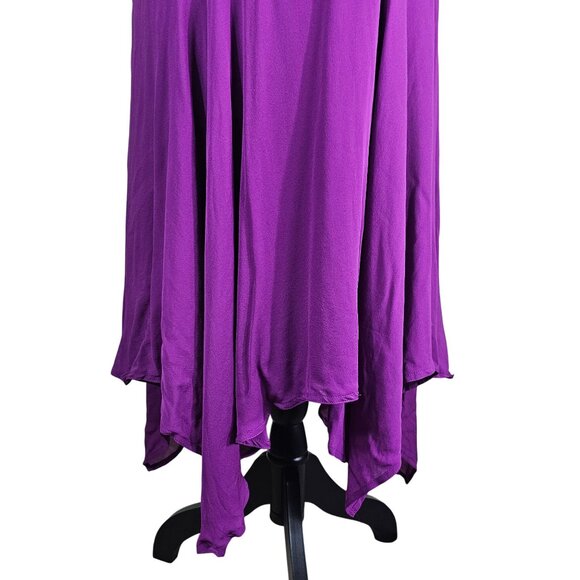 A.L.C. Claire Handkerchief Hem Silk Wrap Dress Sz 0 Purple Fuchsia Belted Waist - Picture 5 of 16